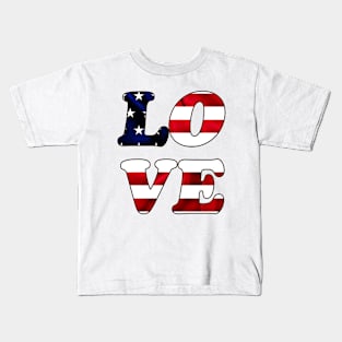 Love, American flag, 4th of July, American independence day design Kids T-Shirt